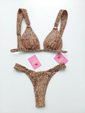 Strawberry Milk Mob BOTTOM ONLY - XS Desert Lily Tiger-Print Triangle Bikini